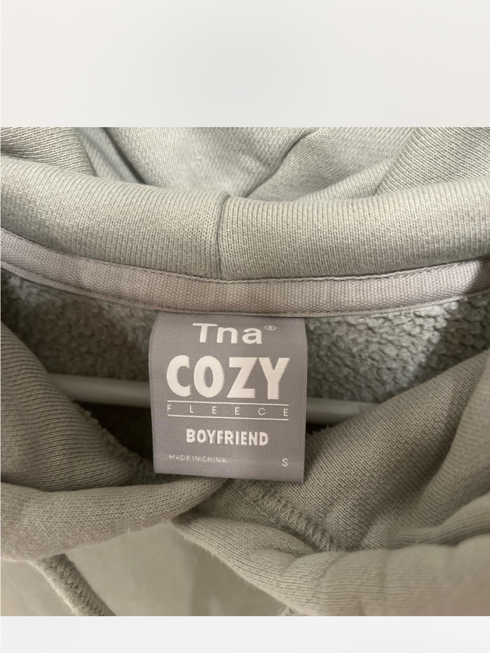 TNA Cozy Fleece Boyfriend Hoodie in Sage Green - Picture 2 of 2